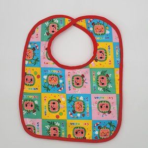 Handmade Watermelon/Lady bug print Toddler Bright Drool bib 12Wx14L.